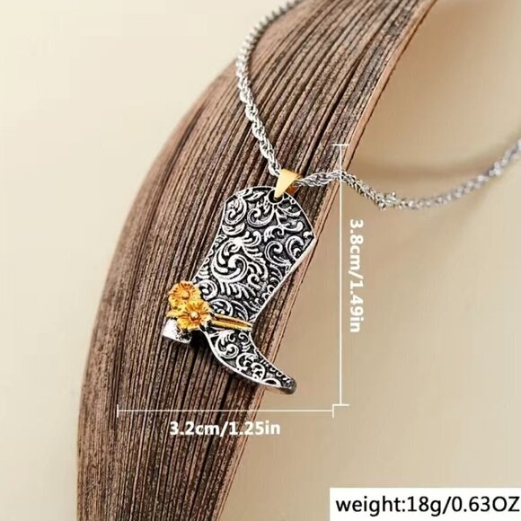 Large Nashville Cowboy / Cowgirl Boot Pendant and Necklace #837 - Picture 6 of 9